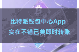 比特派钱包中心App  实在不错已矣即时转账